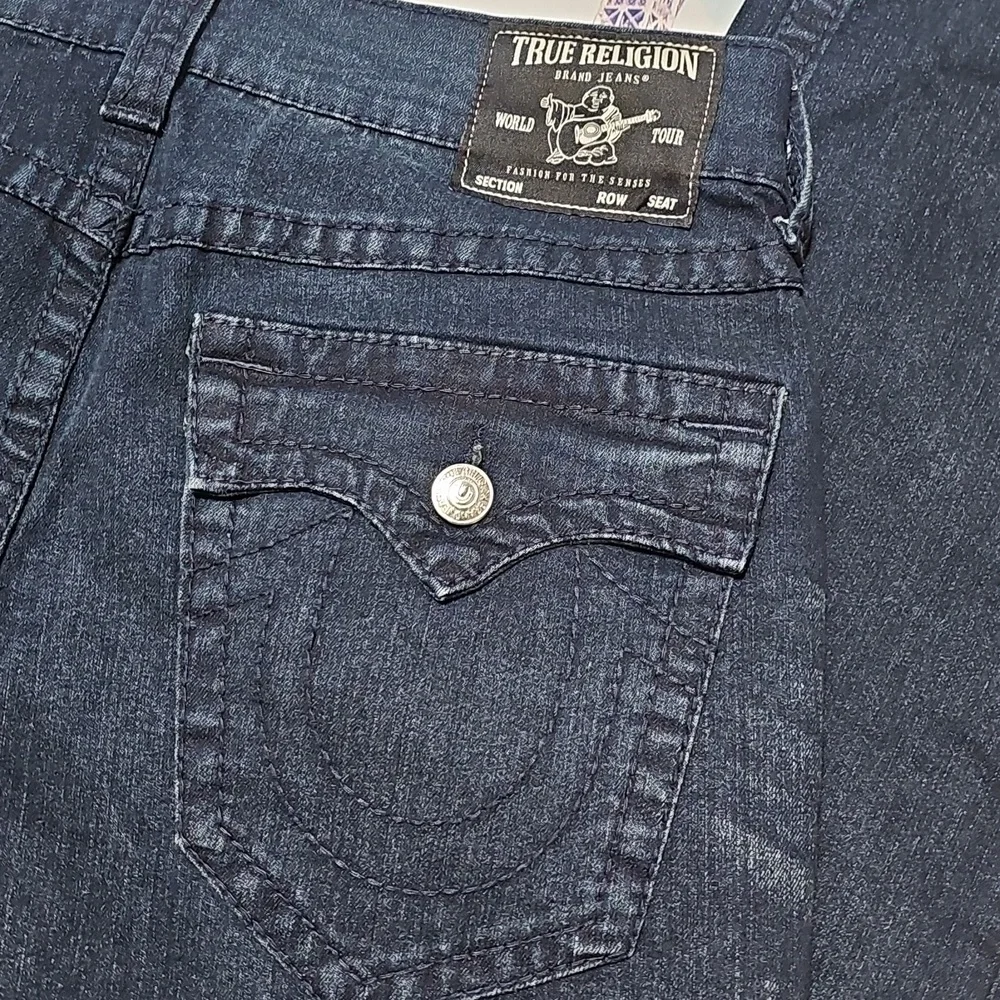 True Religion Big T Geno Flap Indigo Denim Relaxed Slim Jeans Size 32 New